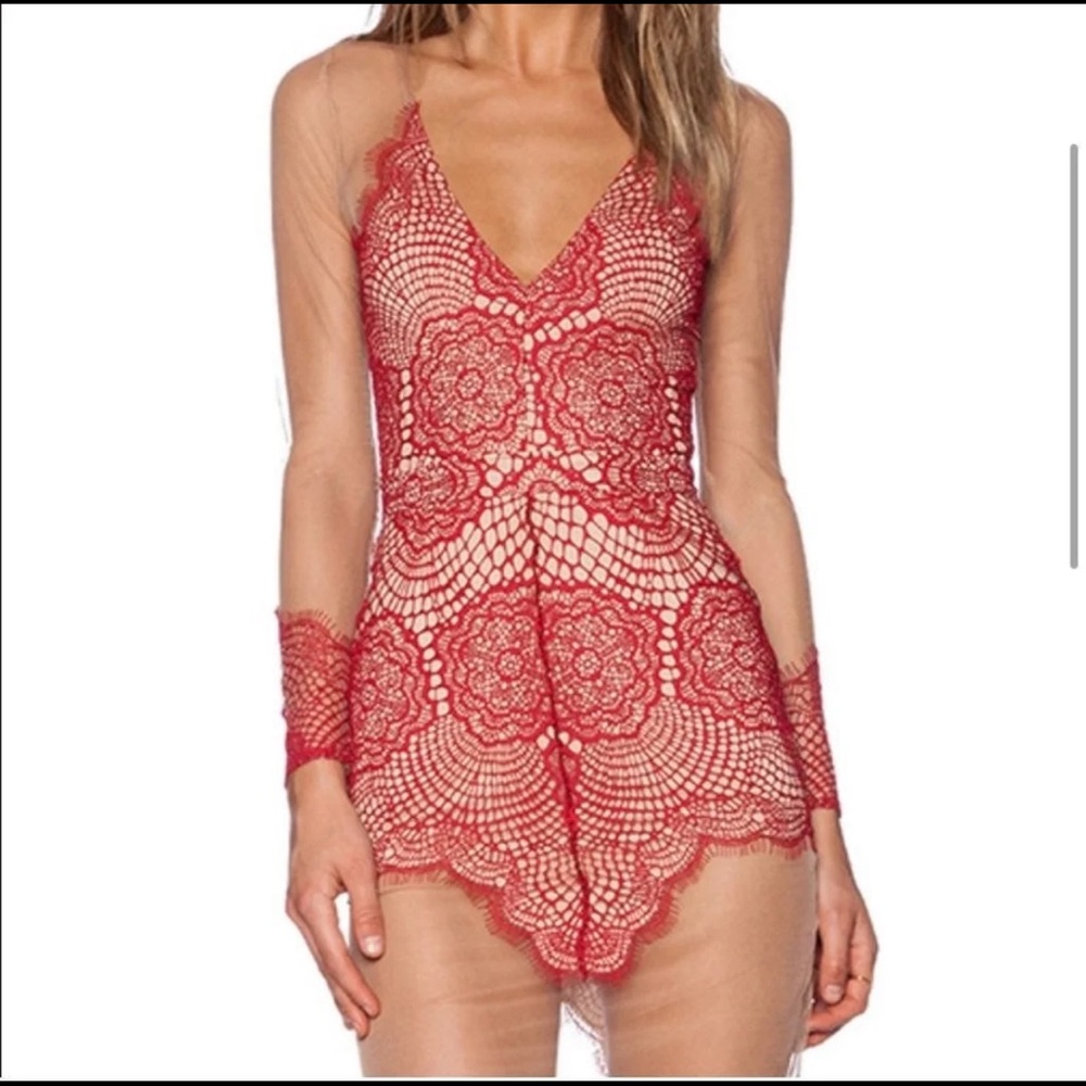 For love and lemons red Antigua lace dress sz M